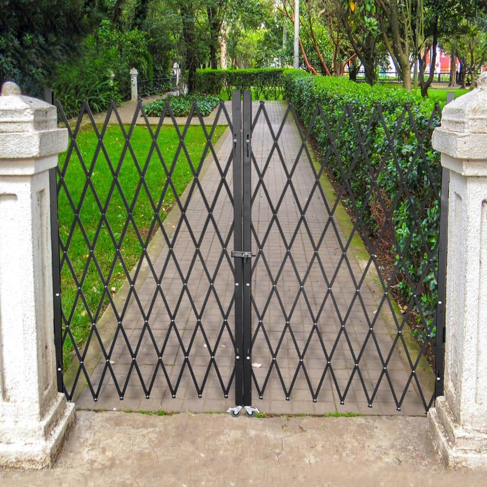 Black Steel Double Folding Security Garden Gate