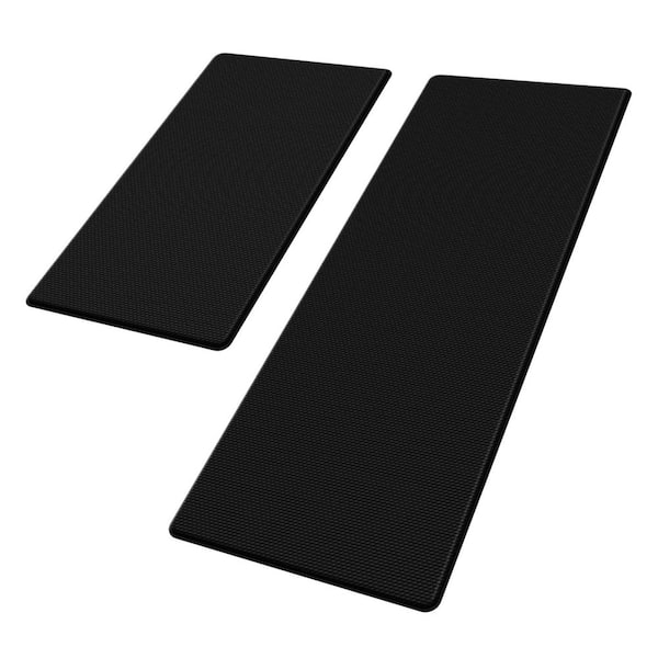 17.3 in. x 30 in. and 17.3 in. x 47 in. Kitchen Mats with Cushioned for Kitchens, Floors and Office Use, Black (2-Pack)