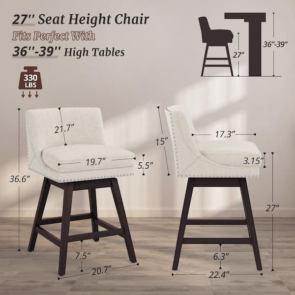 OrangeOne Zorro 27 Fabric Upholstered Swivel Counter