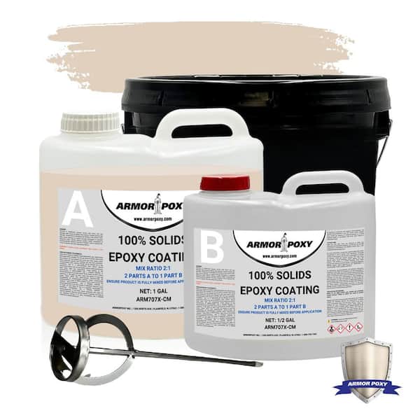 1.5 Gal.s Gray Gloss 2 Part Epoxy Desert Tan Interior Concrete Basement & Garage Roller Floor Coating Floor Paint