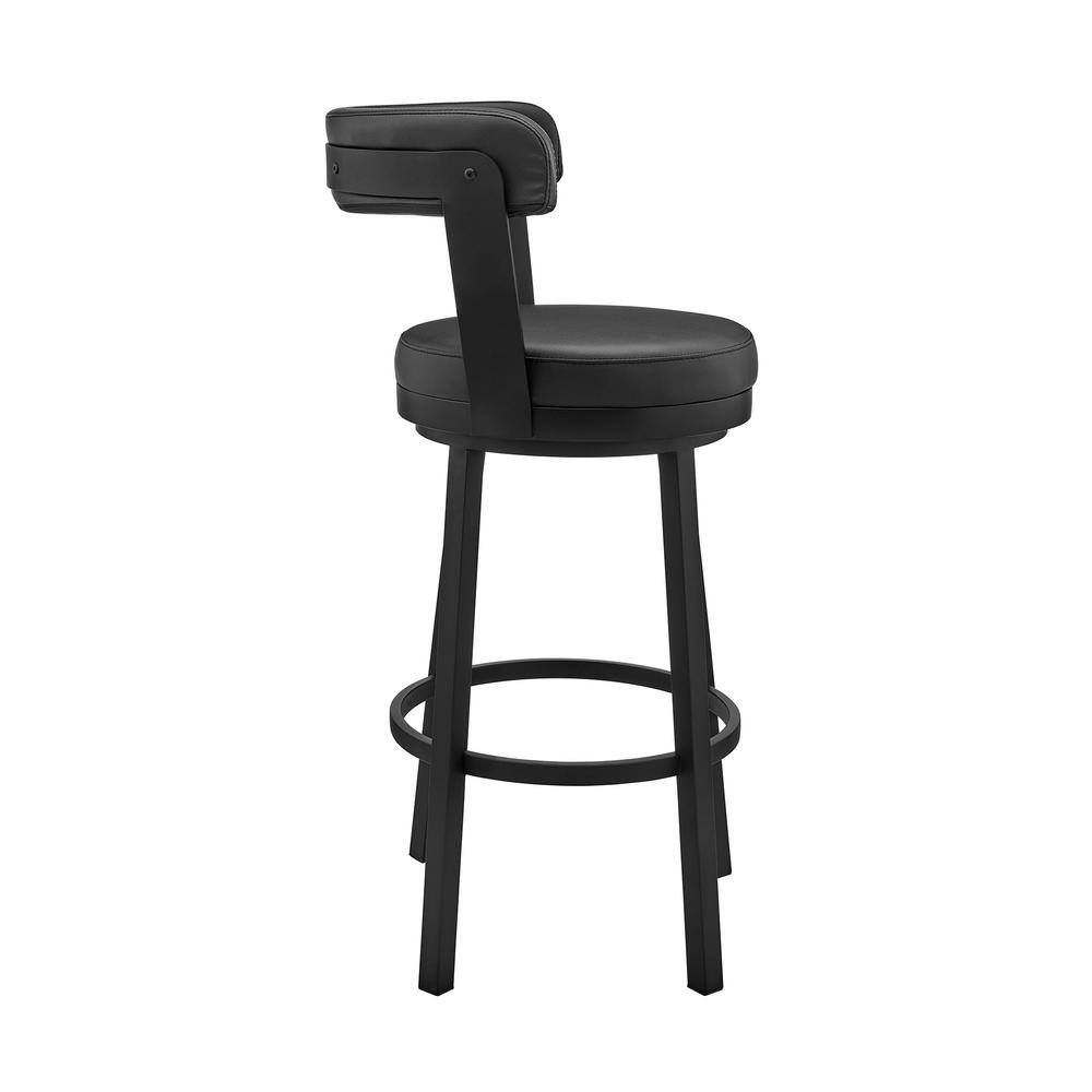 Bryant 26" Black Faux Leather and Metal Swivel Bar Stool