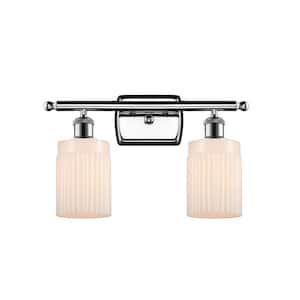 Hadley 16 in. 2-Light Polished Chrome Vanity Light with Matte White Glass Shade