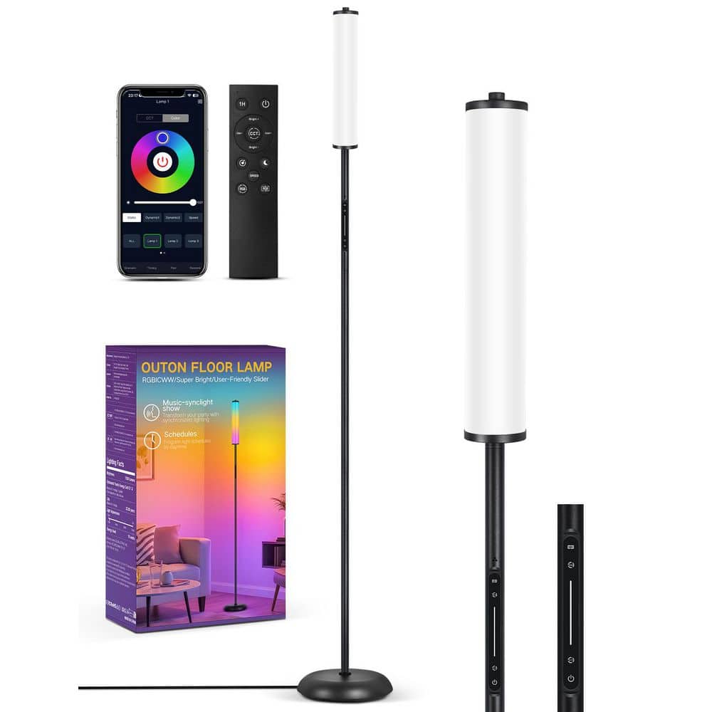 BICIK 65 in. Black Integrated LED Ambient Light RGB Standard Floor
