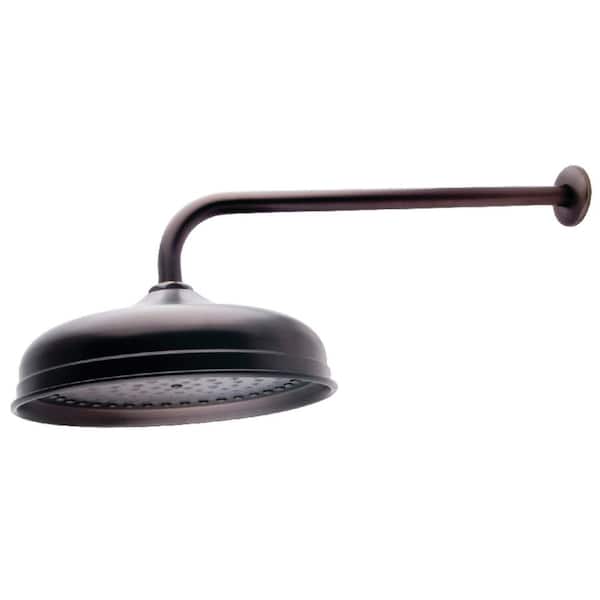 Kingston Brass Rain 1-Spray Pattern 10 in. Wall Mount Fixed Shower Head in Oil Rubbed Bronze