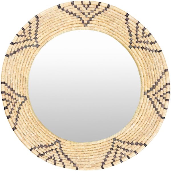 Livabliss Elias 24 in. x 24 in. Tan/Black Framed Decorative Mirror