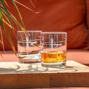 Fly Fishing 13 fl.oz Clear Double Old Fashioned Glasses (Set of 4)