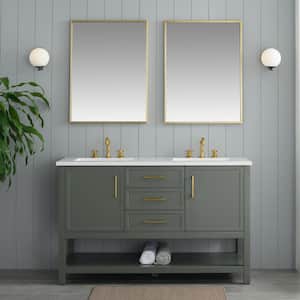 Arlo 54 in W x 22 in D x 34 in H Bath Vanity in Vintage Green with Engineered Stone Top in Ariston White with White Sink