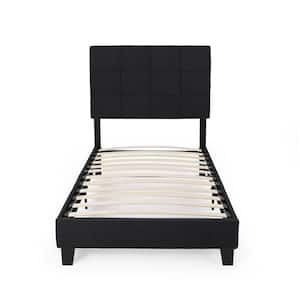 Eveleth Black Upholstered Twin Bed Frame