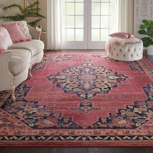 Passionate Pink/Flame 9 ft. x 12 ft. Persian Vintage Area Rug