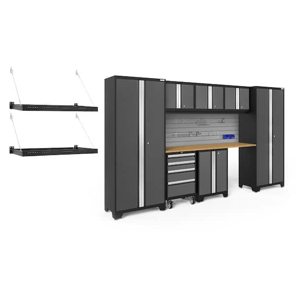 NewAge Products Bold Series 132 in. W x 76.75 in. H x 18 in. D 24-Gauge Steel Garage Cabinet Set in Gray (8-Piece)