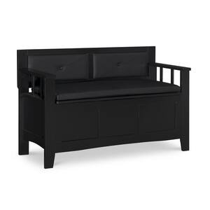 Carlton Black Storage Bench with Black Faux Leather Seat
