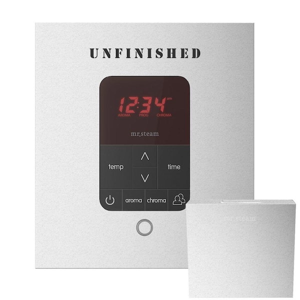 iTempo Plus Control with AromaSteam Steam Head Square for Steam Bath Generator in Un-Plated