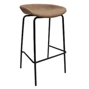 Servos Modern Barstool with Upholstered Faux Leather Seat and Powder Coated Iron Frame (Sand Brown)