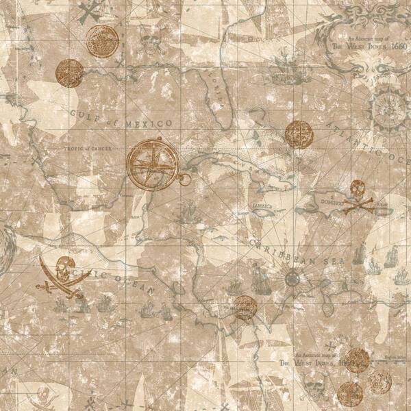 York Wallcoverings Pirate Map Wallpaper