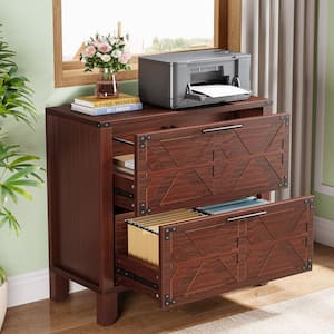 Atencio 2-Drawer Brown Engineered Wood 31.4 in. W Lateral File Cabinet