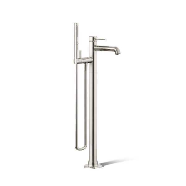 KOHLER Occasion 1-Handle Floor-Mount Bath Filler Trim with Handshower in Vibrant Polished Nickel