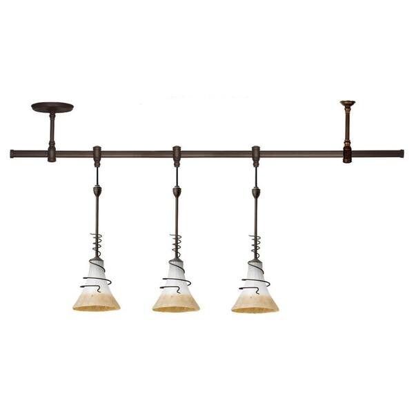 Generation Lighting Ambiance Transitions 3-Light Antique Bronze Pendant Track Lighting Kit with Ember Glow Shade