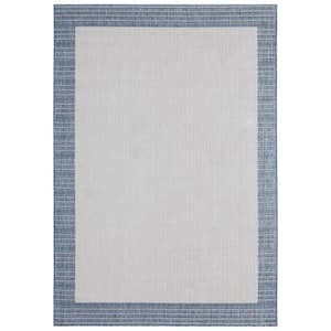 Patio Country Landry Gray/Blue 8 ft. x 10 ft. Border Indoor/Outdoor Area Rug