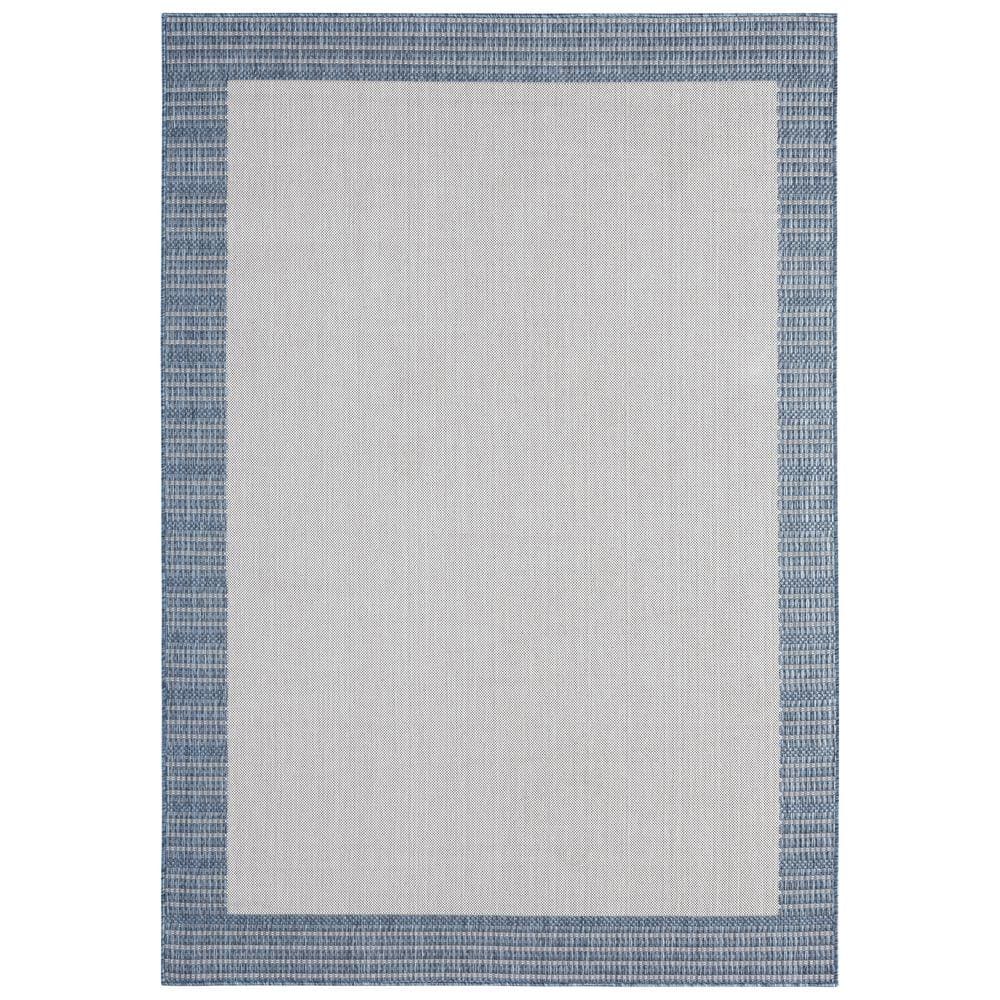 5'2" x 7'2" Gray and Blue Synthetic Indoor/Outdoor Rug