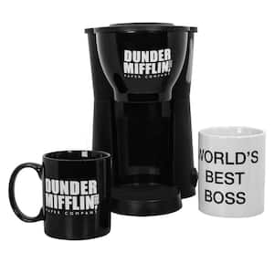 'The Office' Black Single Cup Coffee Maker Gift Set with 2 Coffee Mugs