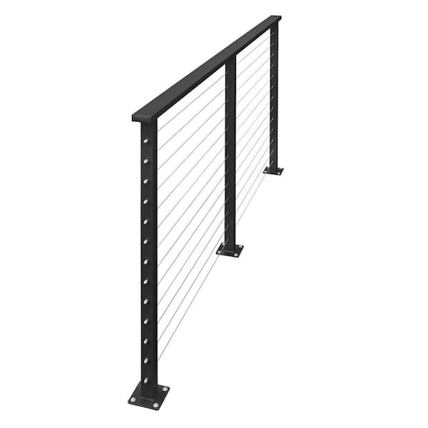 CityPost 4 ft. Deck Cable Railing, 42 in. Base Mount, Black