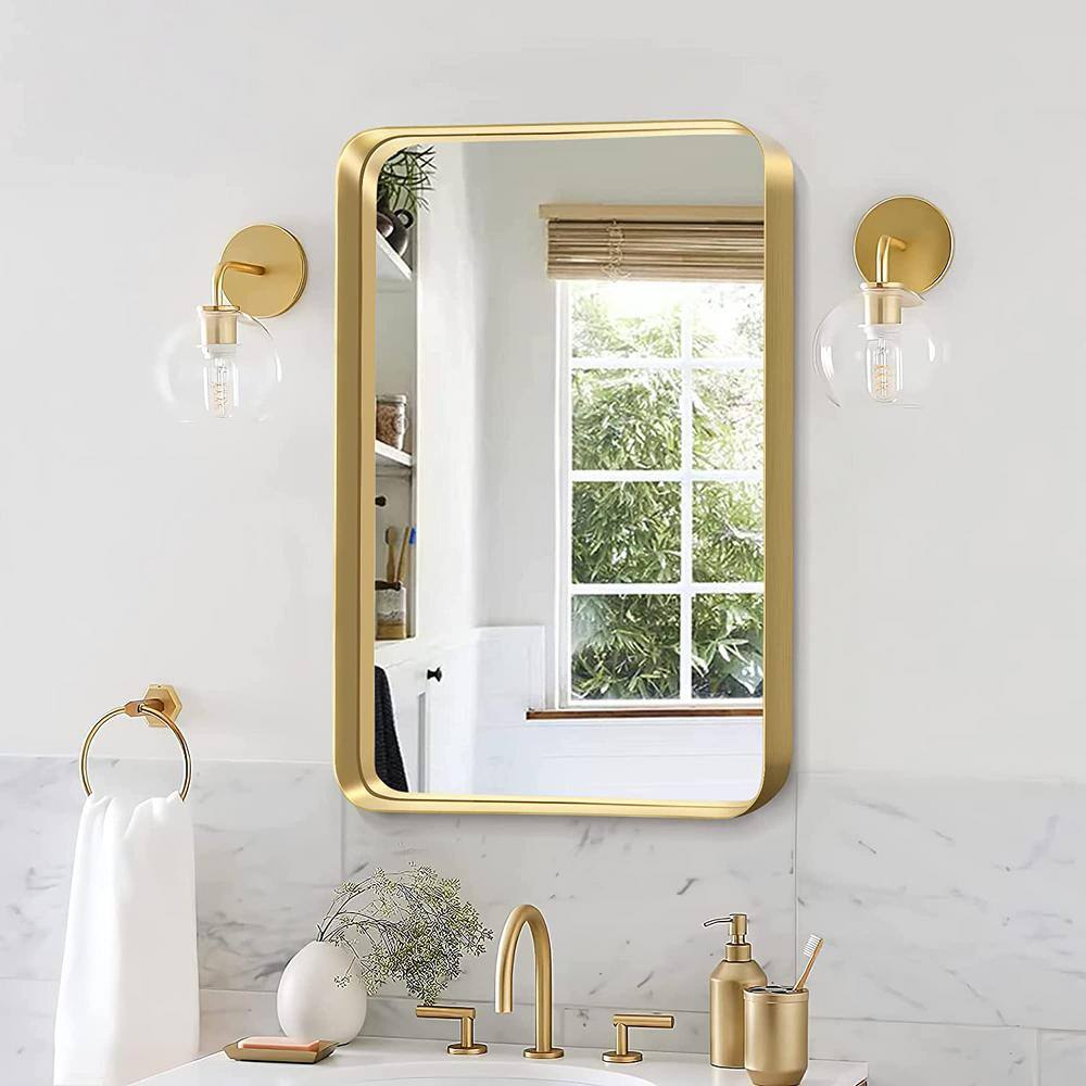 Luxury Gold Brushed Brass Bathroom Corner Shelf Wall Mounted Hotel