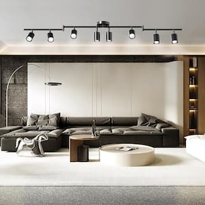 4 ft. Black LED Ceiling Mounted Hardwired Track Lighting Kit with Round Back Head