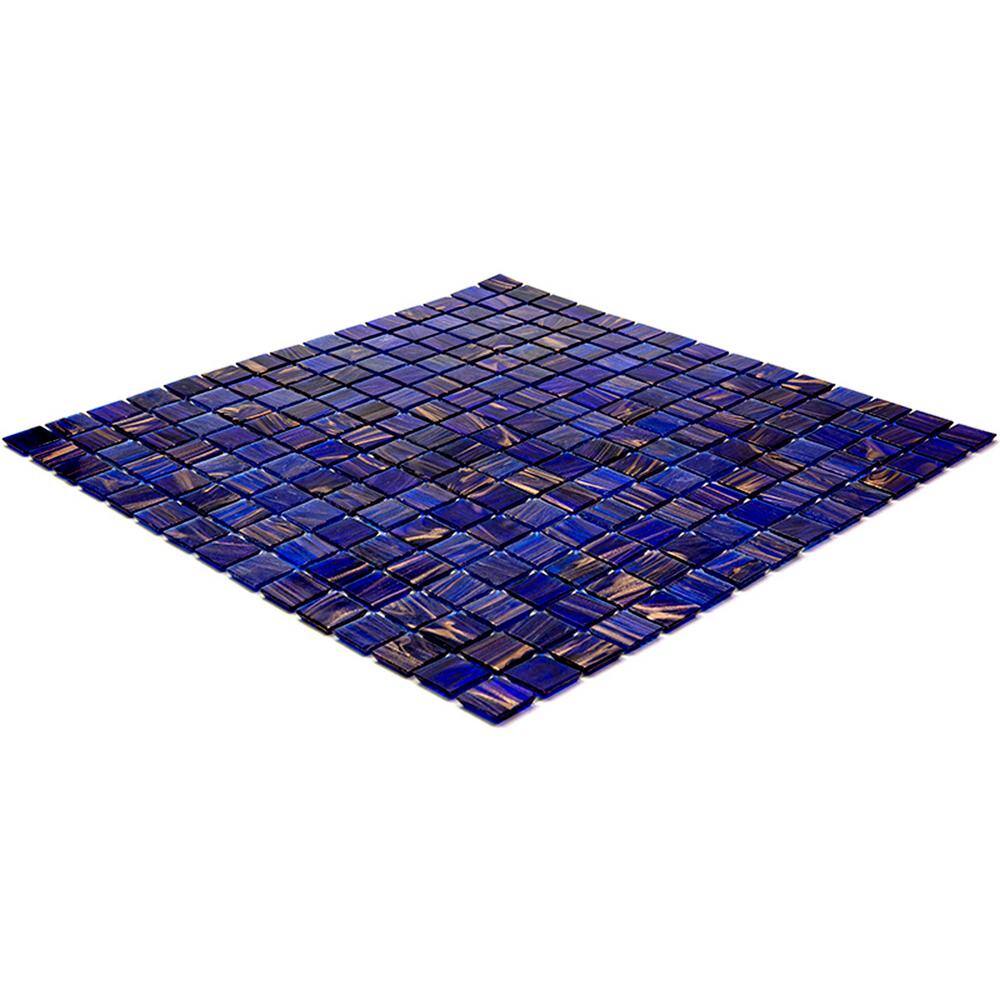 12" x 12" Glossy Blue and Brown Glass Mosaic Tile