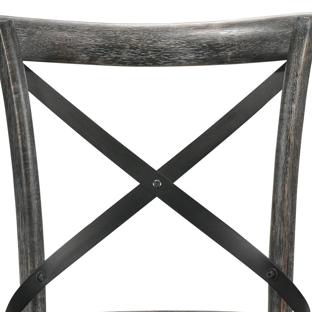 Rustic Gray High-Back Cross-Back Wooden Side Chair