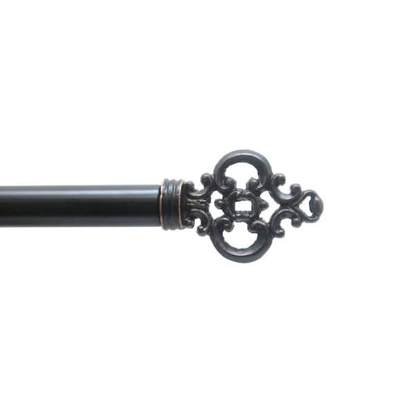 Home Decorators Collection 36 in. - 72 in. 1 in. Iron Key Single Rod Set in Black