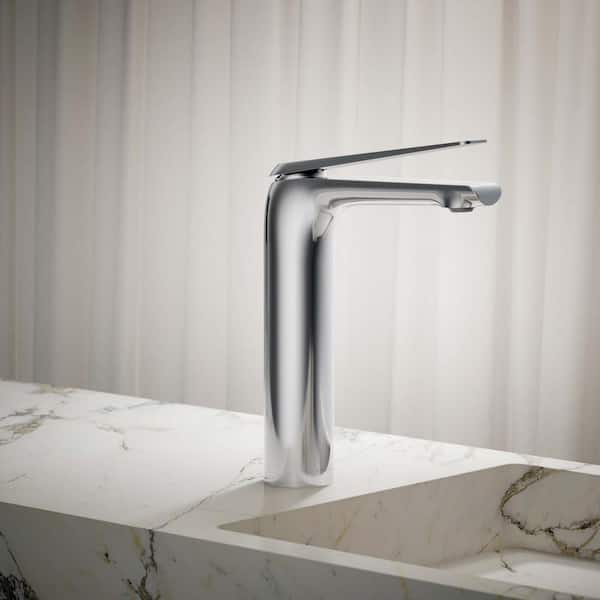 Avid Tall Single Handle Single Hole Bathroom Faucet in Polished Chrome