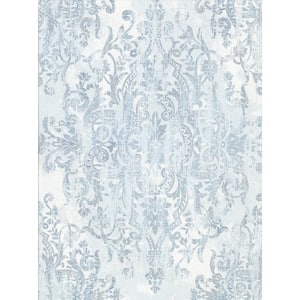 Dixon, Shirley Slate Distressed Damask Paper Non-Pasted Wallpaper Roll (covers 57.8 sq. ft.)