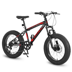 20 in. Red Full Shimano 7-Speed Mountain Bike Fat Tire Bike Adult/Youth