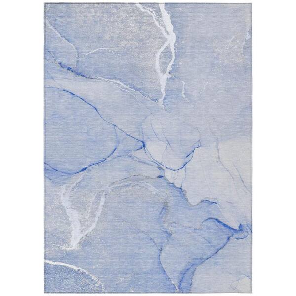 HomeRoots Blue 3 ft. x 4 ft. Abstract Indoor / Outdoor Area Rug ...