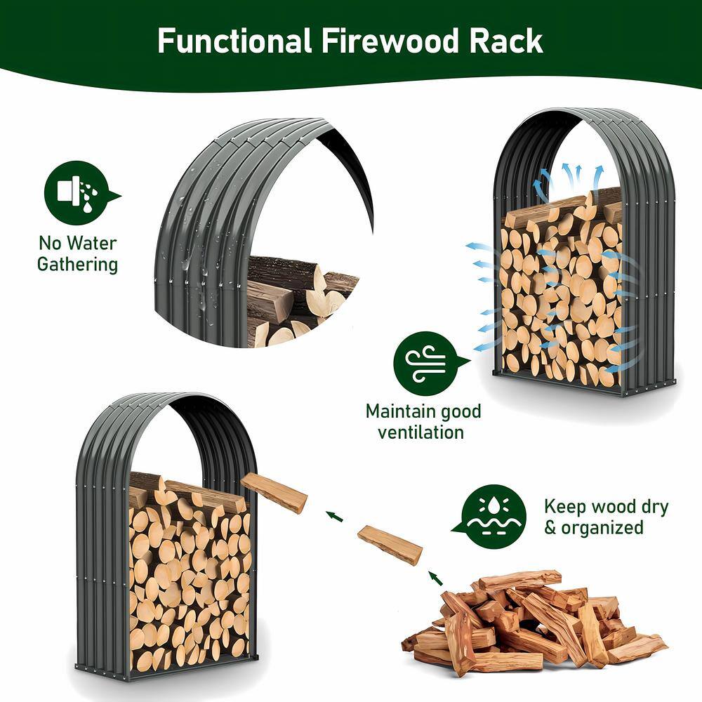 Heavy Duty Galvanized Steel Oval Firewood Storage Rack