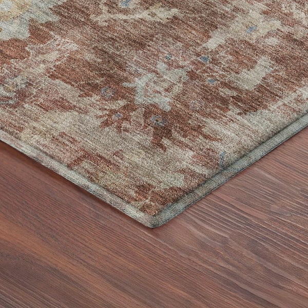 Mayfield Premium Machine Washable Abstract AMF2355 Paprika 8 ft. x 8 ft. Round Rug