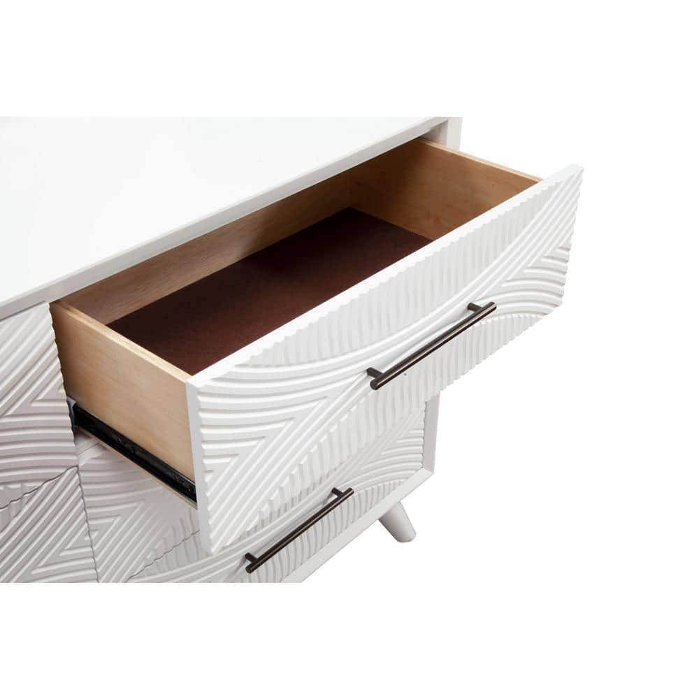 Transitional White Mahogany 2-Drawer Nightstand, 22" W x 26" H