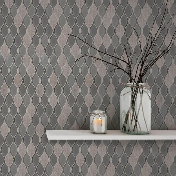 Blended Nature Warm 11.87 in. x 11.12 in. Teardrop Glossy Natural Stone/Glass Mosaic (0.917 sq. ft./Each)