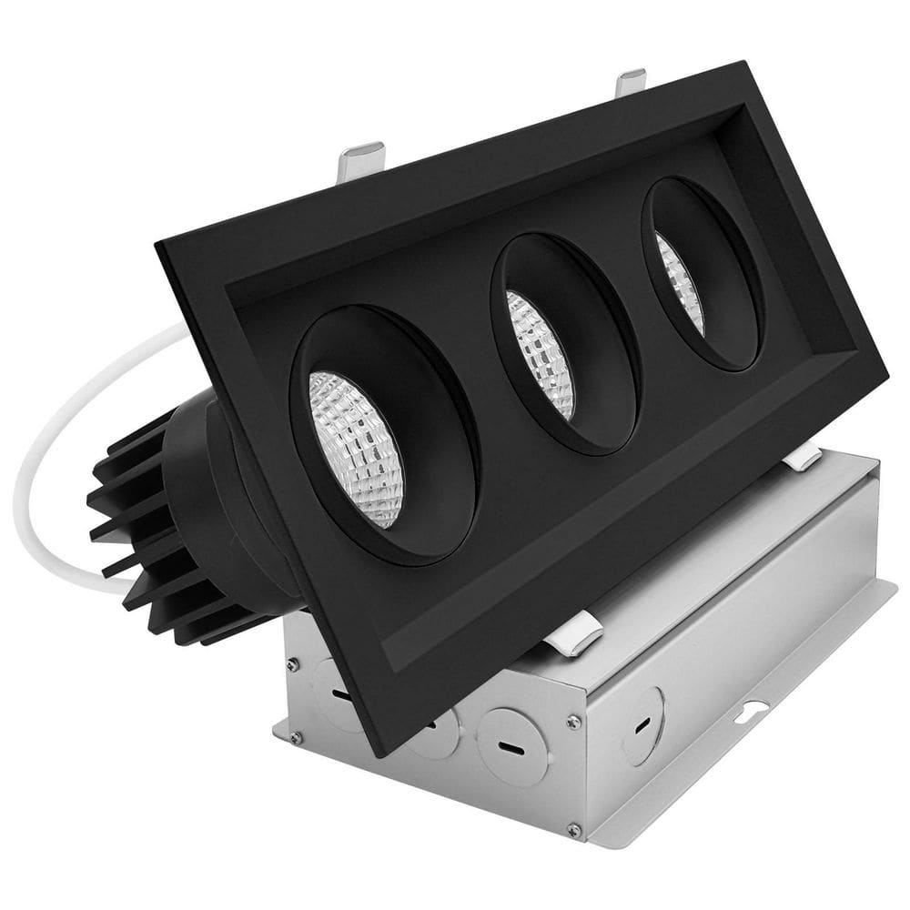 3-Head Integrated LED Rectangular Black Regressed Gimbal Recessed Light, 360°+15° Swivel, 5CCT, 45W, 3000LM, Dimmable price history on PriceWatchPro