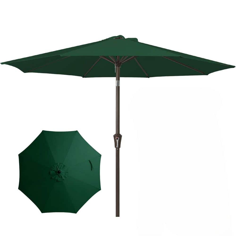 9 ft. Dark Green Iron Outdoor Umbrella with Push Button Tilt with Push Button Tilt and Crank, UV Protection Waterproof price history on PriceWatchPro
