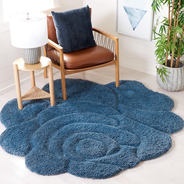 Novelty 6 ft. x 6 ft. Blue Floral Specialty Area Rug