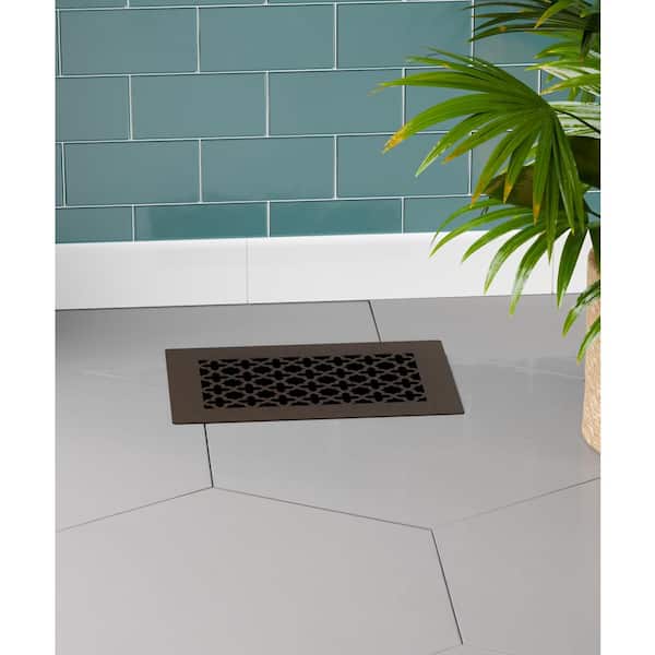 SteelCrest Victorian 10 in. x 6 in. Oil Rubbed Bronze Powder Coat Steel Floor Vent with Opposed Blade Damper