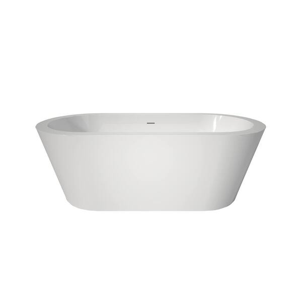 67 in. x 31.5 in. Freestanding Soaking Bathtub in White with Center Drain in Chrome