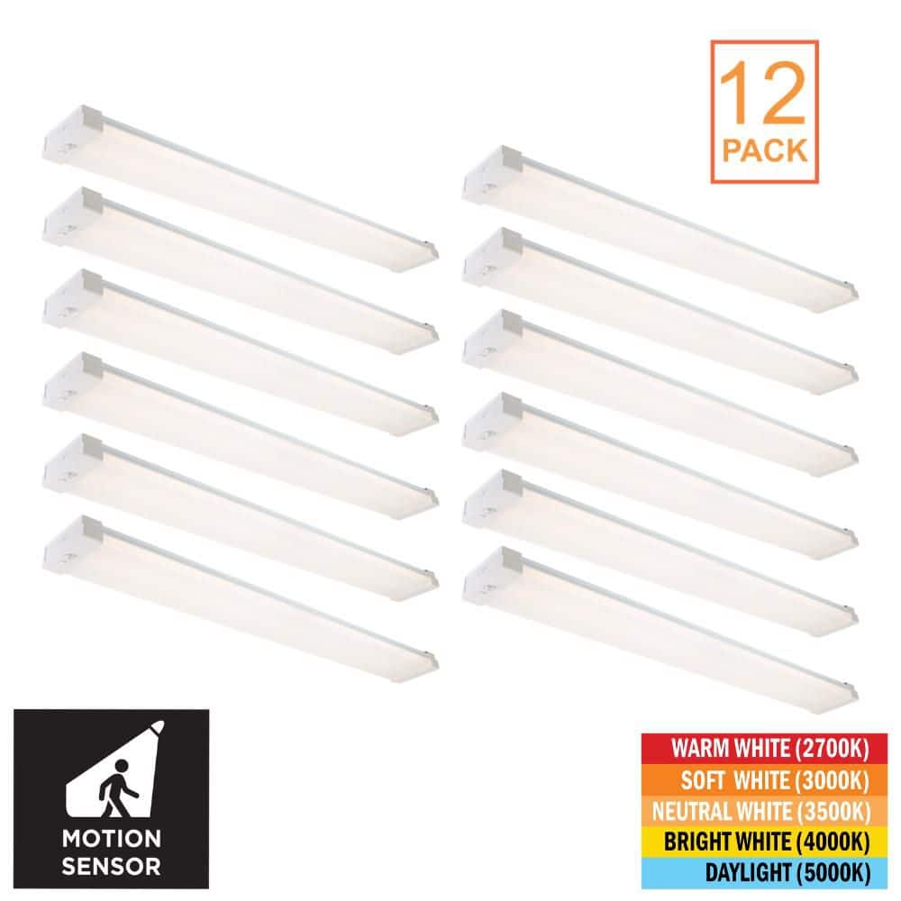 12-Pack 4 ft. 4200 Lumens Integrated LED White Garage Wraparound Light with Motion Sensor, Selectable CCT 2700K-5000K price history on PriceWatchPro