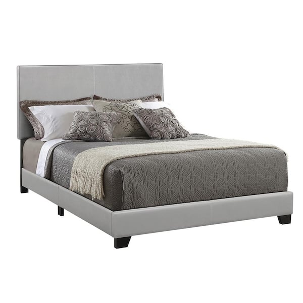 Benjara Gray Leather Upholstered Queen, Leather Upholstered Queen Bed