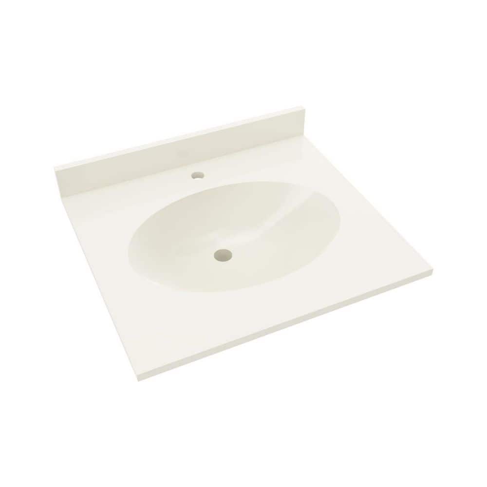 Bone Solid Surface Single Sink Bathroom Vanity Top with Backsplash