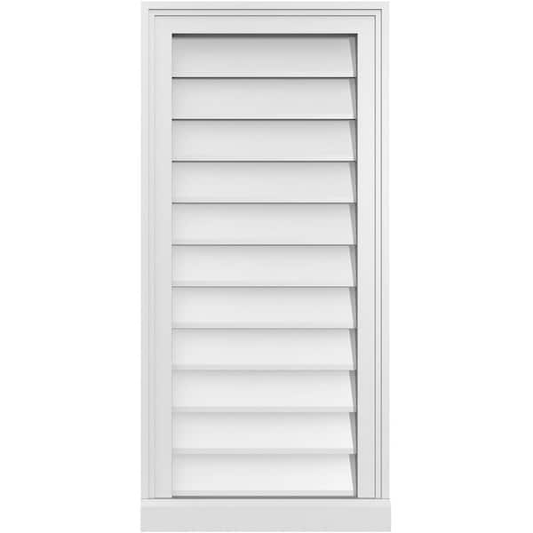 Ekena Millwork 16" x 34" Rectangular White PVC Paintable Gable Louver Vent Non-Functional
