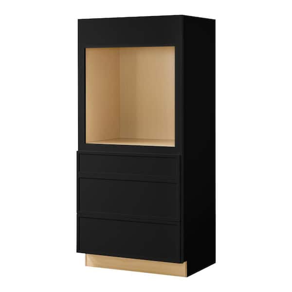 Leyton 33 in. W x 24 in. D x 72 in. H Ready to Assemble Plywood Slim Shaker Single Oven Kitchen Cabinet in Raven Black