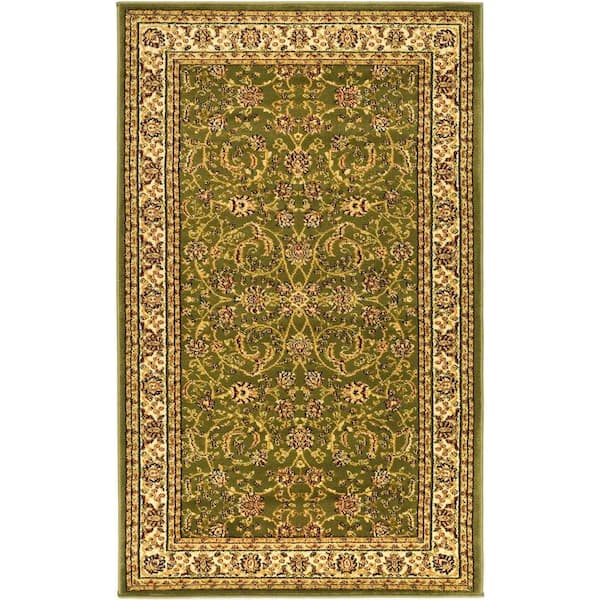 Lyndhurst Sage/Ivory Doormat 3 ft. x 5 ft. Antique Floral Border Area Rug