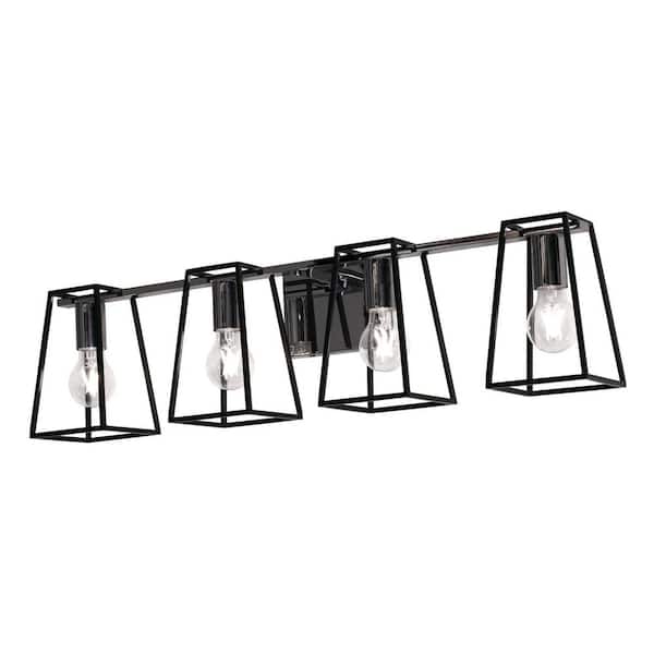 AFX Lynn 6.25 4 Light Black and Chrome Vanity Light